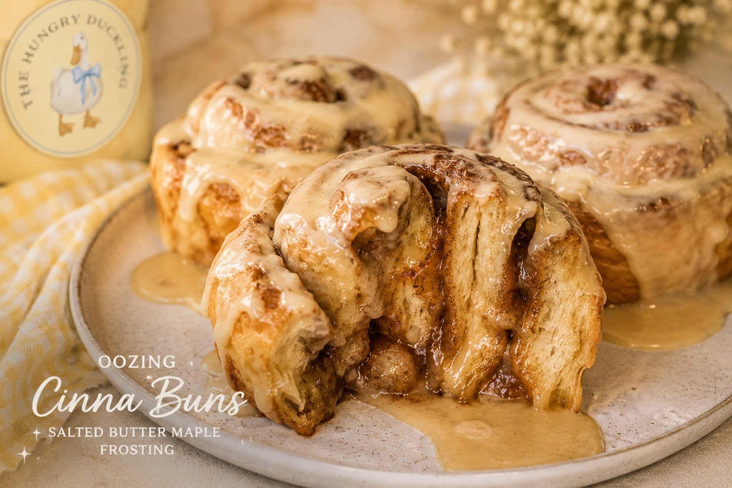 Freshly baked gooey cinnamon rolls with creamy vanilla glaze made locally in Pasco County, Florida.**
