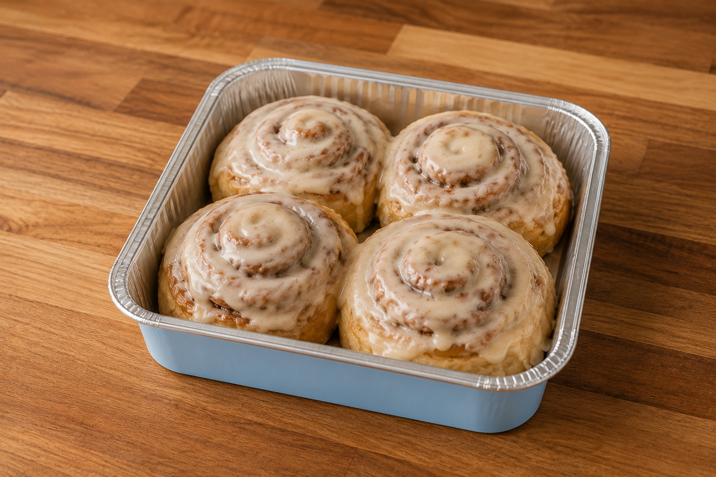Freshly baked gooey cinnamon rolls with creamy vanilla glaze made locally in Pasco County, Florida.**
